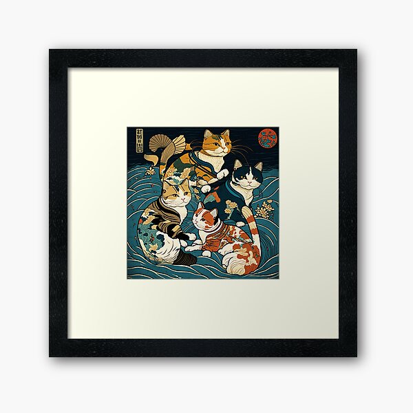 Aperçu de l'œuvre Chats Ukiyo-e créée et vendue par PharaohofSedona.