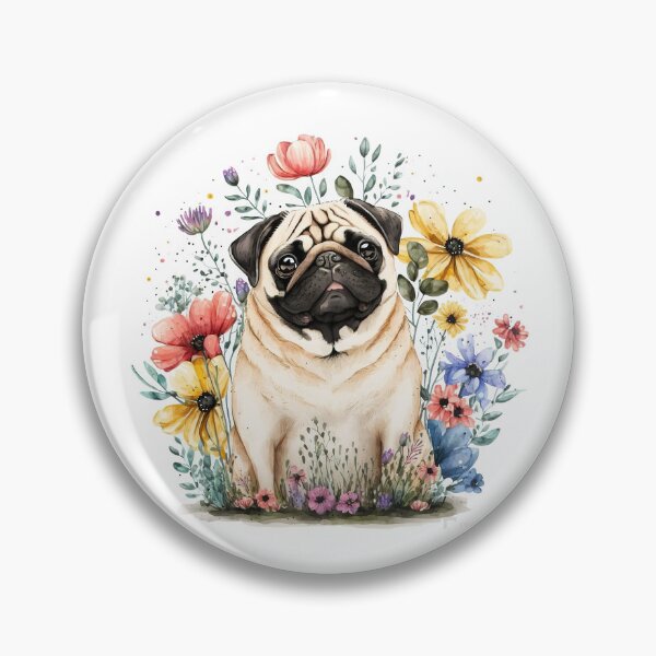 Item preview, Cute Pug with Flowers designed and sold by timea.