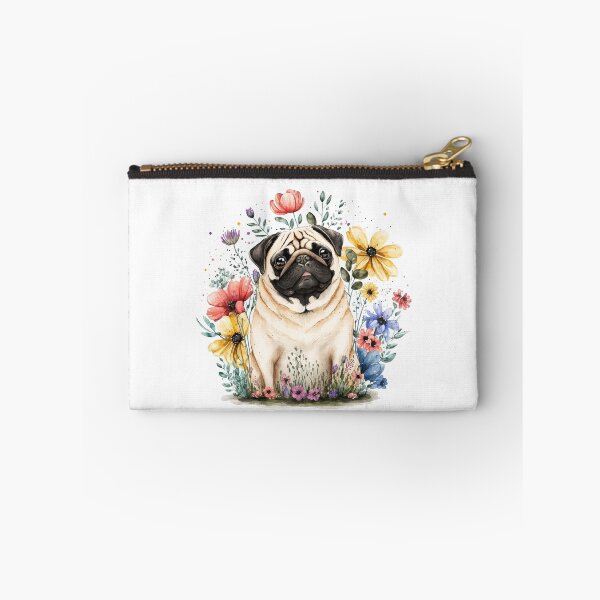 Item preview, Cute Pug with Flowers designed and sold by timea.