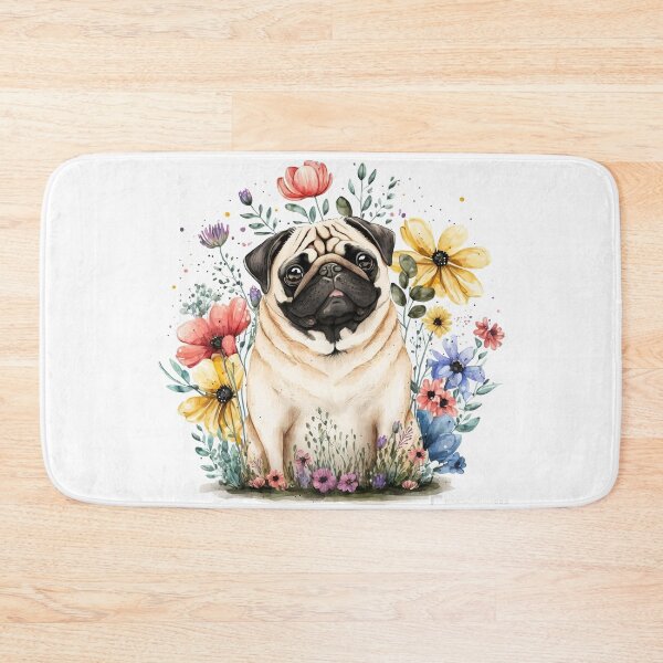 Item preview, Cute Pug with Flowers designed and sold by timea.