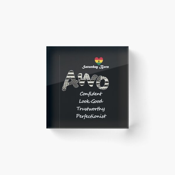 Artikelvorschau, Samstag geborener ghanaischer weiblicher Name 'Awo' in schwarz und weiß entworfen und verkauft von WhoWeAre.