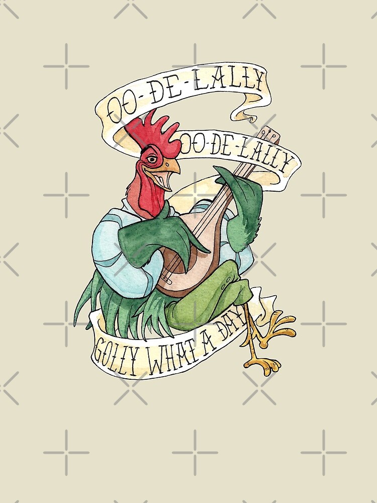 Alan-A-Dale Rooster : OO-De-Lally Golly What A Day Tattoo Watercolor Painting Robin Hood by Rvaya