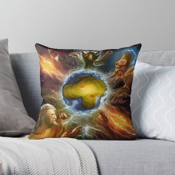 In the beginning, God created the heavens and the earth #beginning #God #heavens #earth - Artificial intelligence art Throw Pillow