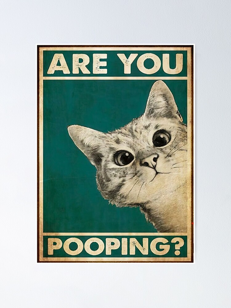 Panneau Métal Chat Noir "Are You Pooping?" - Déco Salle De Bain 20x30cm