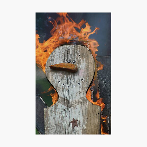 Snowman on fire Photographic Print