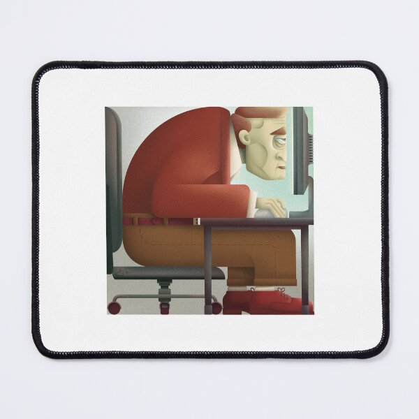Item preview, Productivity, geometric art of a man hunched over his computer designed and sold by BlueFuryDesign.