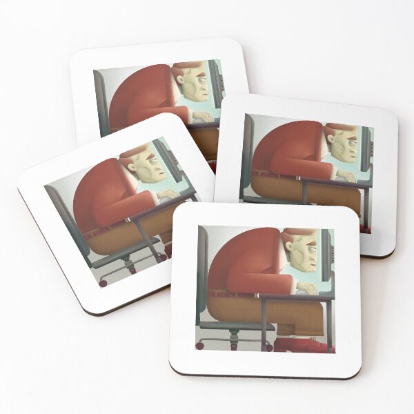 Item preview, Productivity, geometric art of a man hunched over his computer designed and sold by BlueFuryDesign.