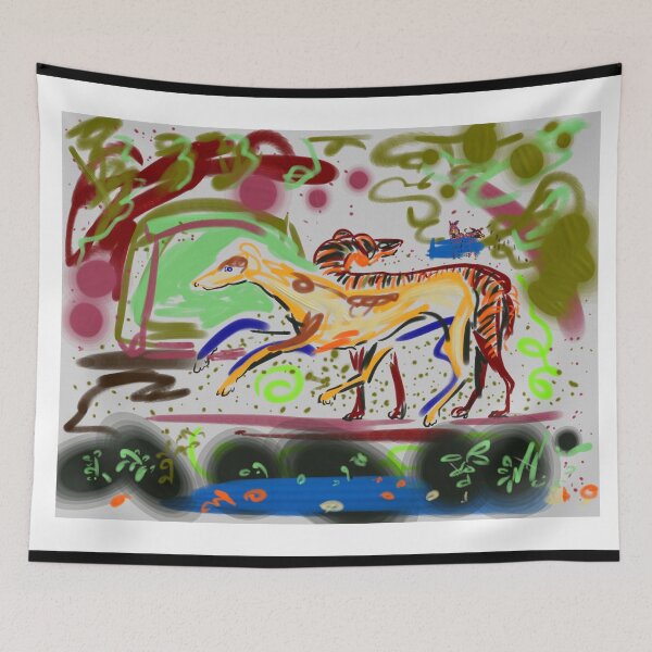 Item preview, Lurcher greyhounds in a Devonshire garden designed and sold by Helen Imogen Field.