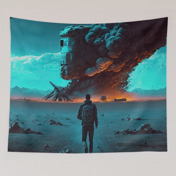 Item preview, Utopia Apocalyptic Sci-Fi Mars Astronaut Movie Illustration Vaporwave designed and sold by HRMNY25.