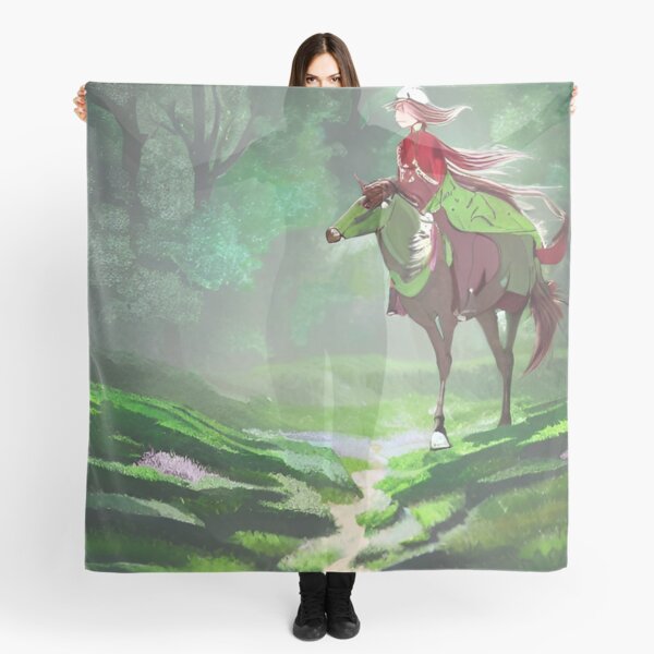 Only the green carriage Rides, rushes in the sky In silvery silence - Artificial intelligence art Scarf
