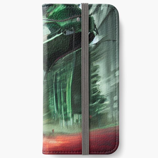 Only the green carriage Rides, rushes in the sky In silvery silence - Artificial intelligence art iPhone Wallet