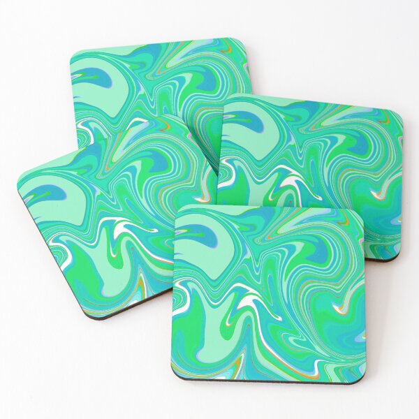 Item preview, Modern Liquid Swirl Abstract Pattern Vibrant Neon Blue, Blue Tones, Green and Blue, Green Tones, Marble Multicolor Design designed and sold by theprintedclub.