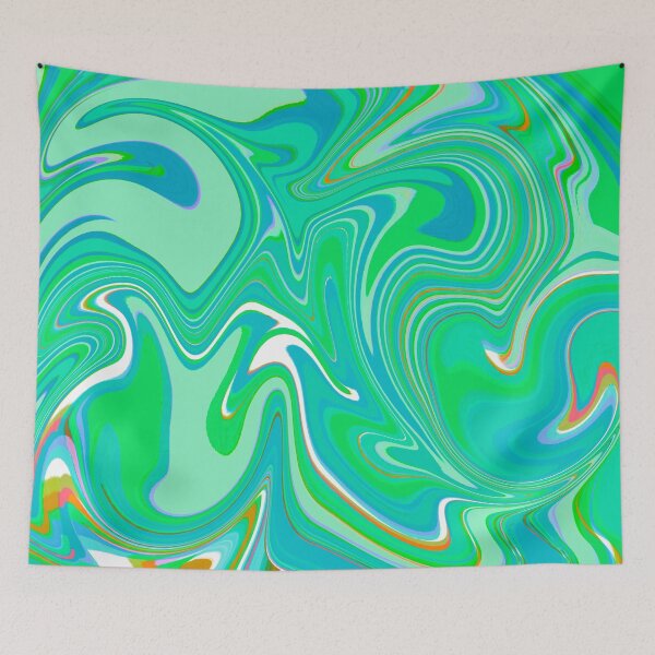 Item preview, Modern Liquid Swirl Abstract Pattern Vibrant Neon Blue, Blue Tones, Green and Blue, Green Tones, Marble Multicolor Design designed and sold by theprintedclub.