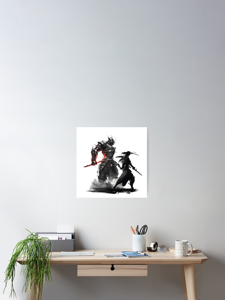 Thumbnail 1 of 3, Poster, Giant Robot Samurai Battle designed and sold by ShadowAndSlate.