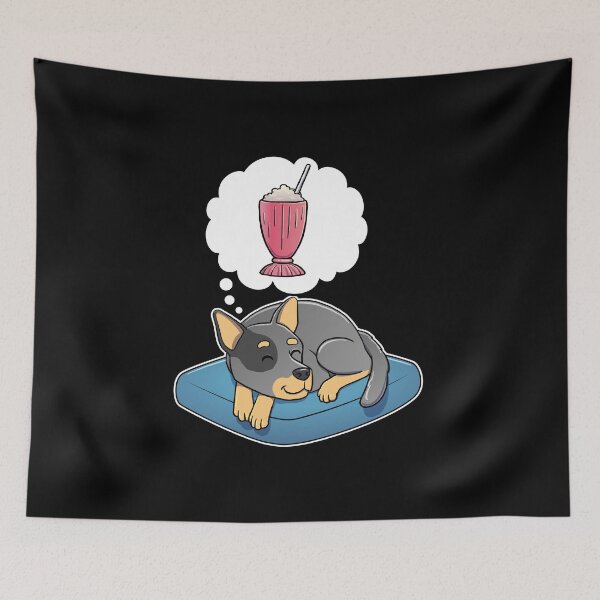 Item preview, Australian Cattle Dog dreaming about a Strawberry Milkshake designed and sold by DoggieDelights.