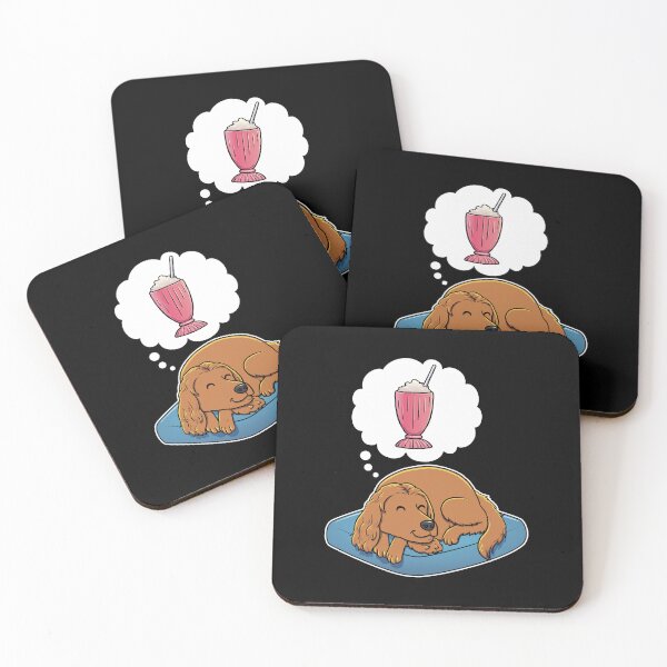 Item preview, English Cocker Spaniel dreaming about a Strawberry Milkshake designed and sold by DoggieDelights.