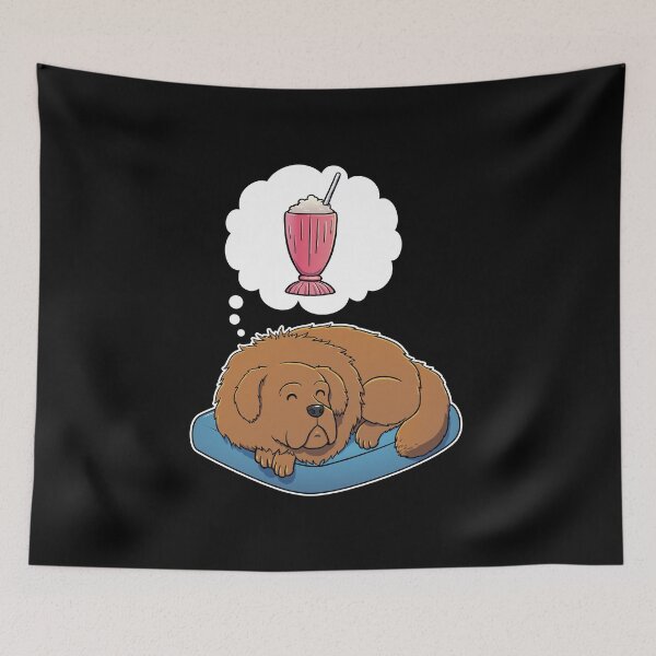 Item preview, Tibetan Mastiff dreaming about a Strawberry Milkshake designed and sold by DoggieDelights.