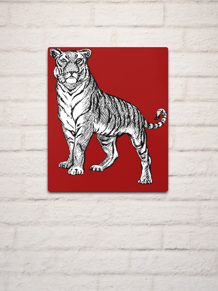 Tiger Line Art Drawing Black And White Tattoo Art | Tapestry