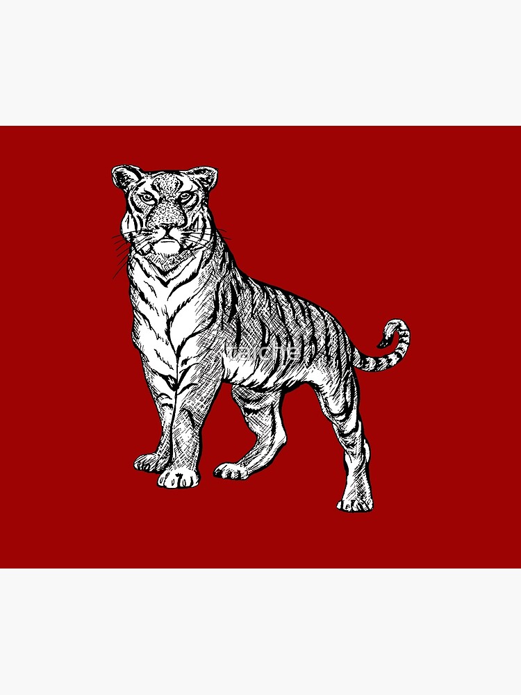 Tiger Line Art Drawing Black And White Tattoo Art | Tapestry