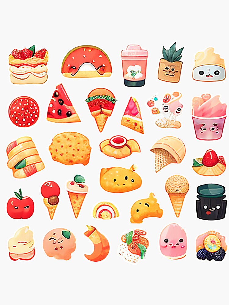 Cute Dessert Stickers, Kawaii Food Stickers, Journal Stickers 