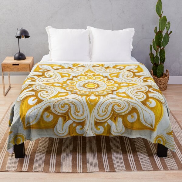 Item preview, White Yellow Calming Dreamy New Mediterranean Pattern Digital Painting designed and sold by CodeAndColors.