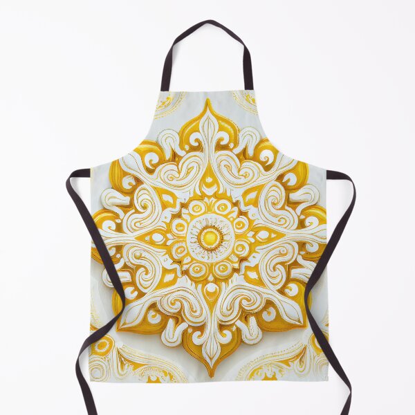 Aperçu de l'œuvre White Yellow Calming Dreamy New Mediterranean Pattern Digital Painting créée et vendue par CodeAndColors.