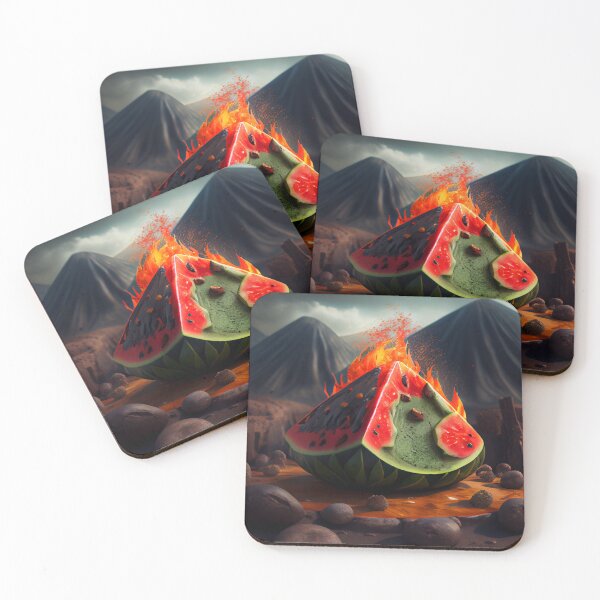 Artikelvorschau, Volcanic Watermelon Feast Digital Painting entworfen und verkauft von CodeAndColors.