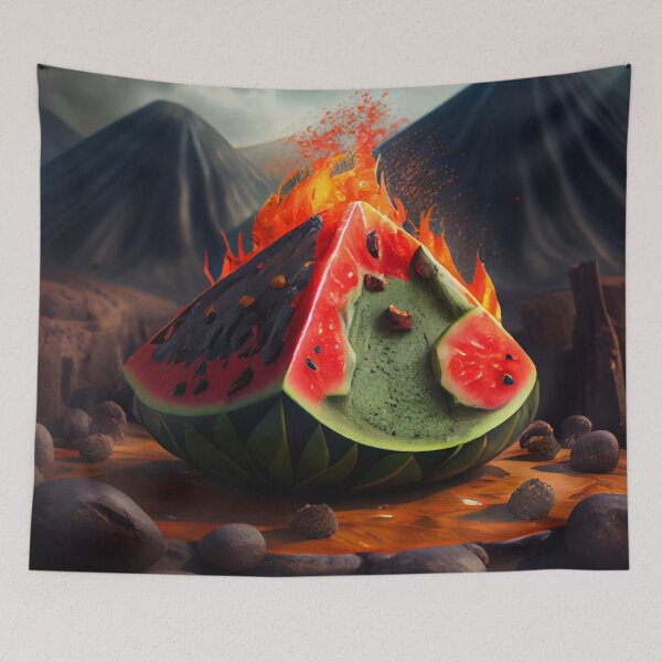 Artikelvorschau, Volcanic Watermelon Feast Digital Painting entworfen und verkauft von CodeAndColors.