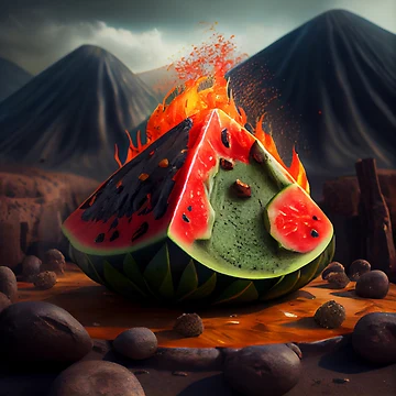 Vorschaubild zum Design Volcanic Watermelon Feast Digital Painting von CodeAndColors