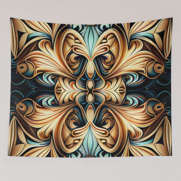 Item preview, Symmetrical Dreamy Dynamic Art Deco Pattern Digital Painting designed and sold by CodeAndColors.