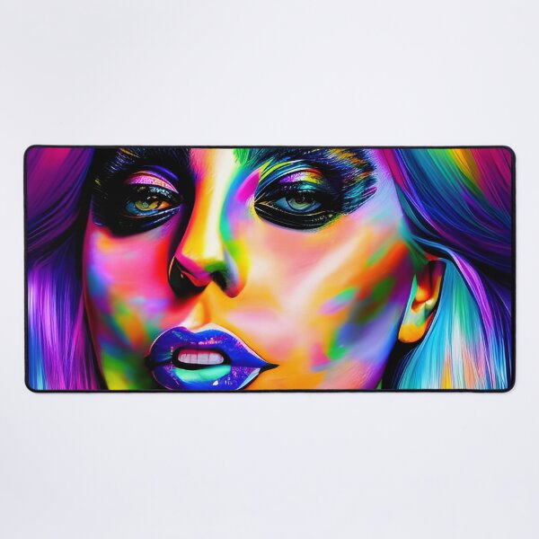 Item preview, Woman with extravagant make-up in hologram style - rainbow colors designed and sold by Dalive.