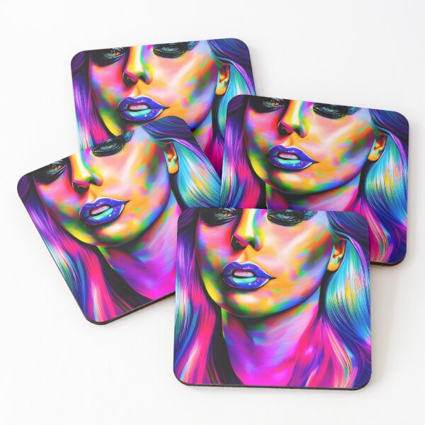 Item preview, Woman with extravagant make-up in hologram style - rainbow colors designed and sold by Dalive.