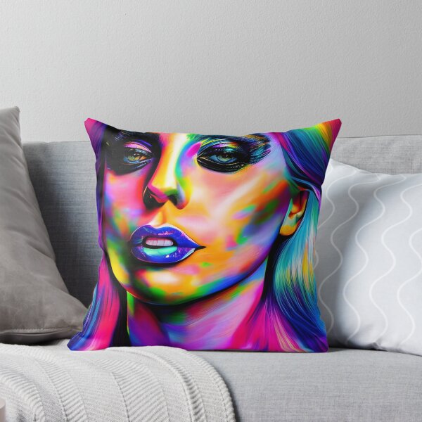 Item preview, Woman with extravagant make-up in hologram style - rainbow colors designed and sold by Dalive.
