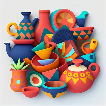 Imagen de la obra Simple Ceramic Colorful Clay Country Pattern Digital Painting de CodeAndColors