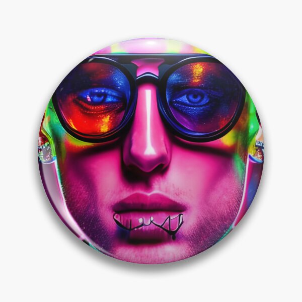 Item preview, Man with tattoos and glasses in hologram style - rainbow colors designed and sold by Dalive.