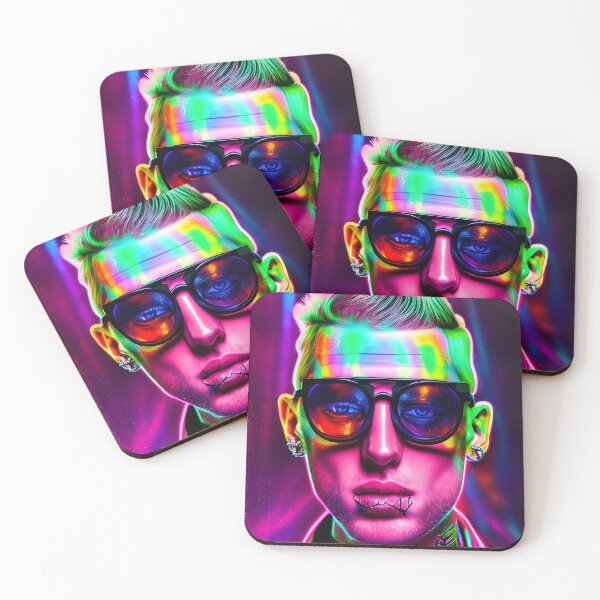 Item preview, Man with tattoos and glasses in hologram style - rainbow colors designed and sold by Dalive.