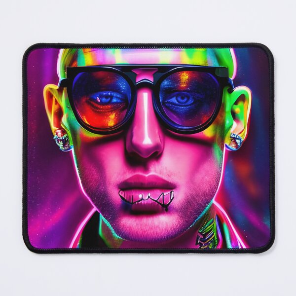Item preview, Man with tattoos and glasses in hologram style - rainbow colors designed and sold by Dalive.