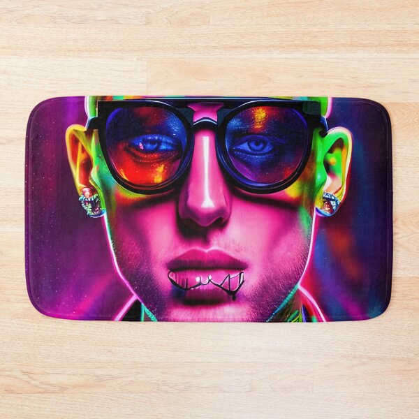 Item preview, Man with tattoos and glasses in hologram style - rainbow colors designed and sold by Dalive.