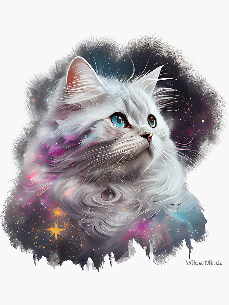 "Cosmic Kitty Cat" Sticker for Sale by WilderMinds | Redbubble