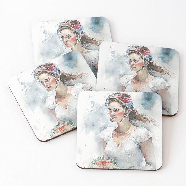 Item preview, Ringette Hockey Bride watercolor illustration designed and sold by EmeraldeaArt.