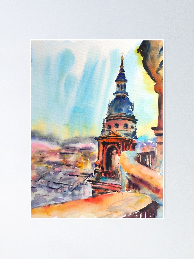 Landscape Painting Watercolor Original Cityscape Street