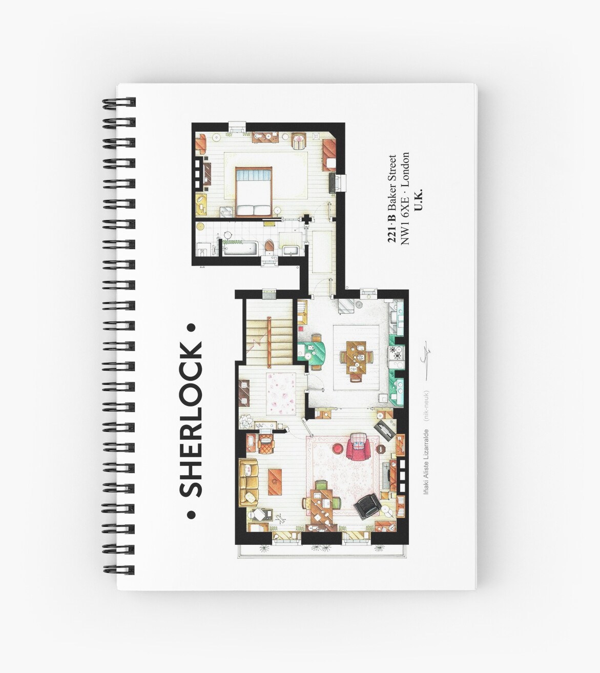 "Floorplan of Sherlock Holmes apartment from BBCs" Spiral Notebook by ...