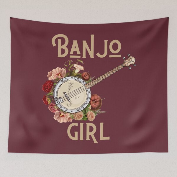 Item preview, Flower banjo girl bluegrass folk music lover designed and sold by DandyRabbit.