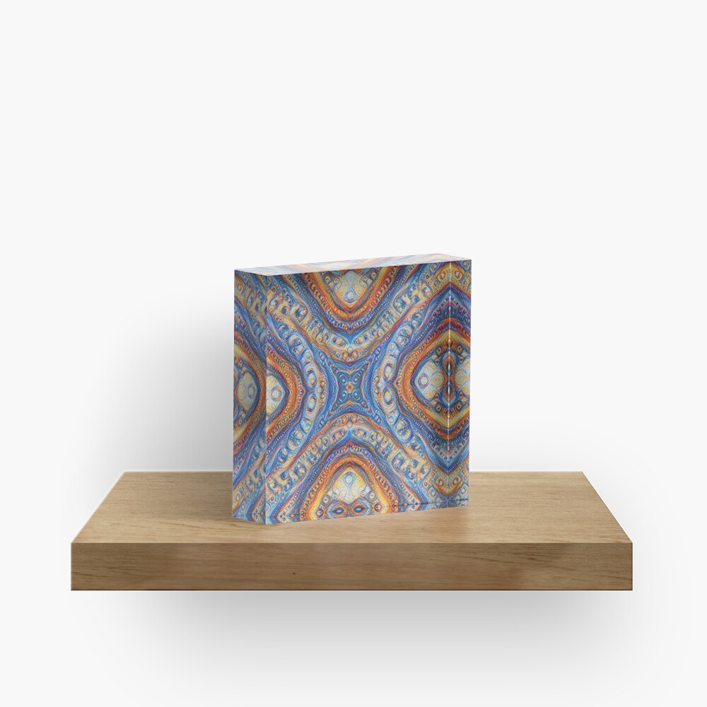 Demicircles #DeepDream Acrylic Block
