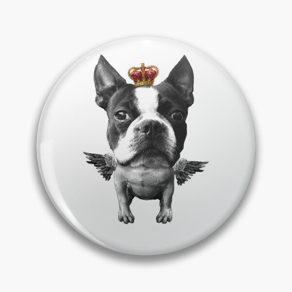 Artikelvorschau, Flying Boston Terrier mit Krone (weiß) entworfen und verkauft von Madame Memento.