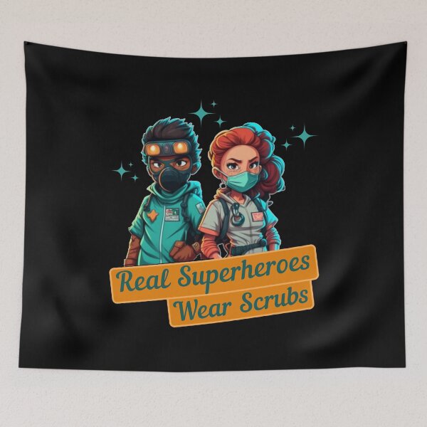 Item preview, Real Superheroes Wear Scrubs designed and sold by designerpriti.