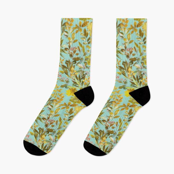 Item preview, Leaves in Gold and Sage on Turquoise designed and sold by micklyn.