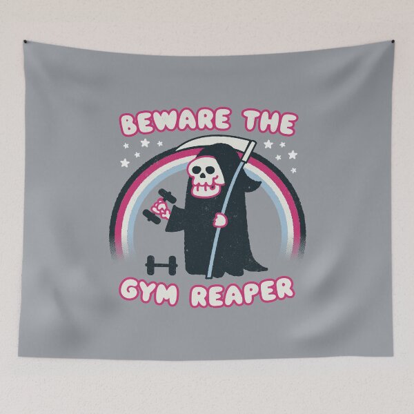 Item preview, Exercise, gym funny scary Grim Reaper designed and sold by WeirdPunderful.