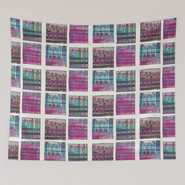Item preview,  Liminal Space in Pink, Light Blue and Purple through 4 windows designed and sold by BlackArtichoke.