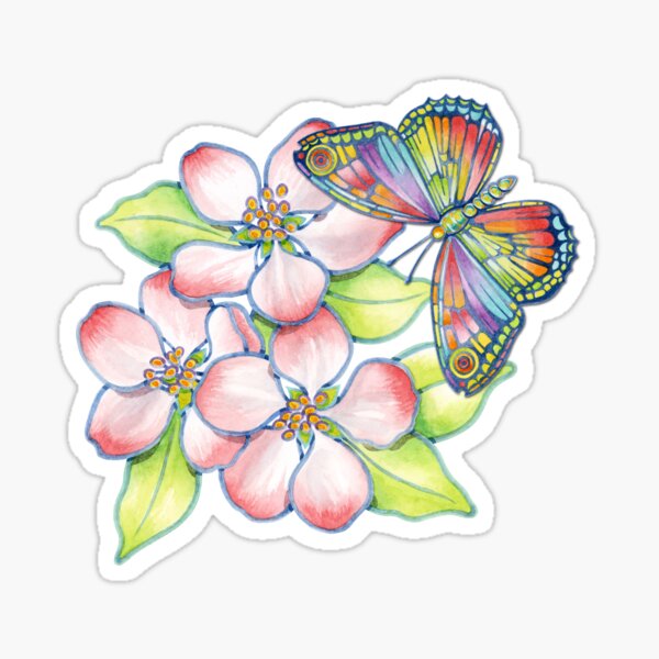 Rainbow Butterfly Blossoms Sticker